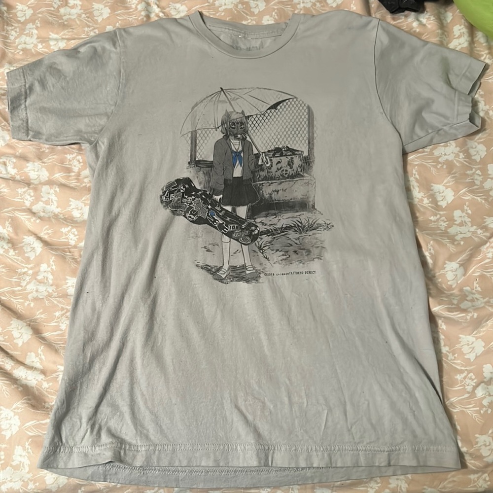 Grey shirt, with anime girl on it